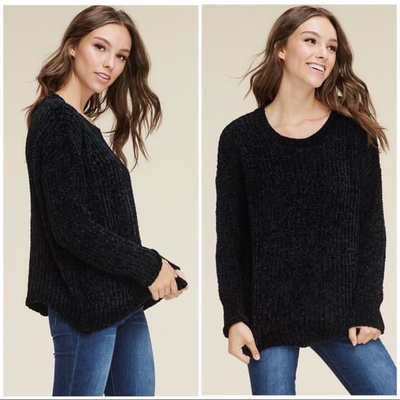 DEVI SOFT chenille hem sweater top - Picture 5 of 6